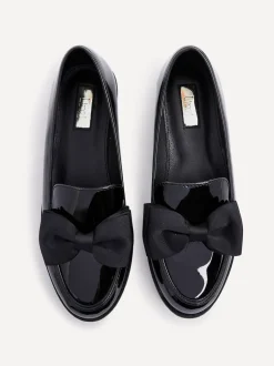 Linzi Black Cathy Platform Loafers with Large Bow