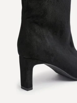 Linzi Black Chrome High Leg Uptown Slim Block Heel High Leg Boots