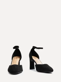 Linzi Black Corinne Square Toe Closed Back Heels