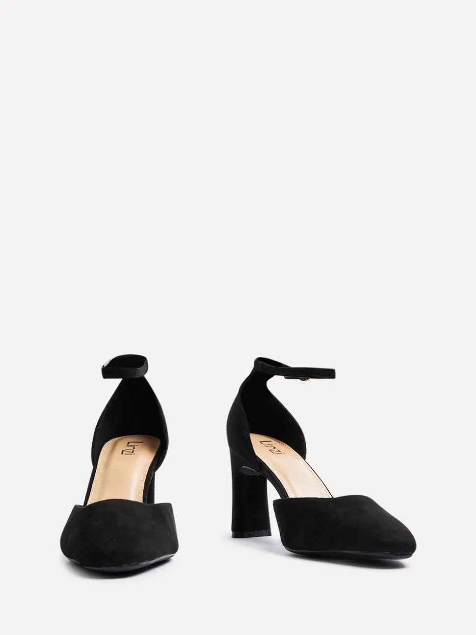 Linzi Black Corinne Square Toe Closed Back Heels