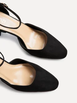 Linzi Black Corinne Square Toe Closed Back Heels