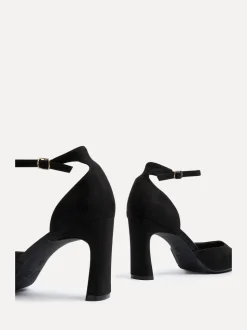 Linzi Black Corinne Square Toe Closed Back Heels