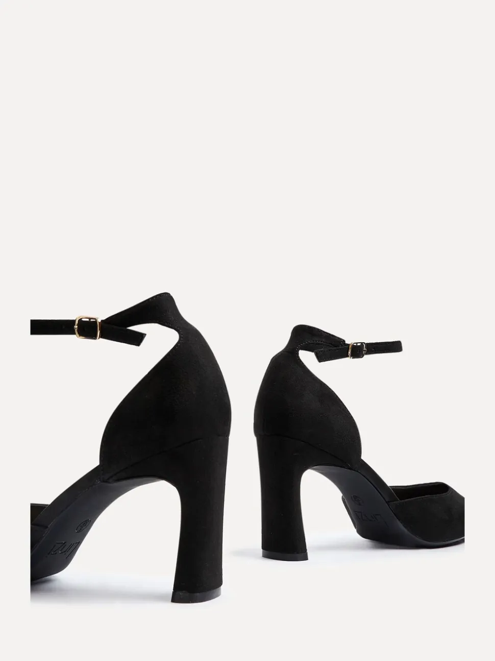 Linzi Black Corinne Square Toe Closed Back Heels