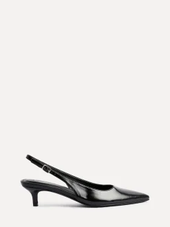 Linzi Black Elvira Kitten Heel Slingback Courts