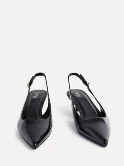 Linzi Black Elvira Kitten Heel Slingback Courts