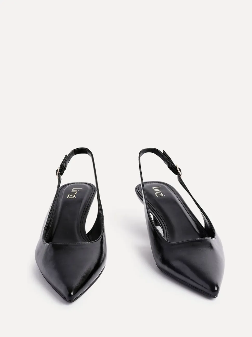Linzi Black Elvira Kitten Heel Slingback Courts