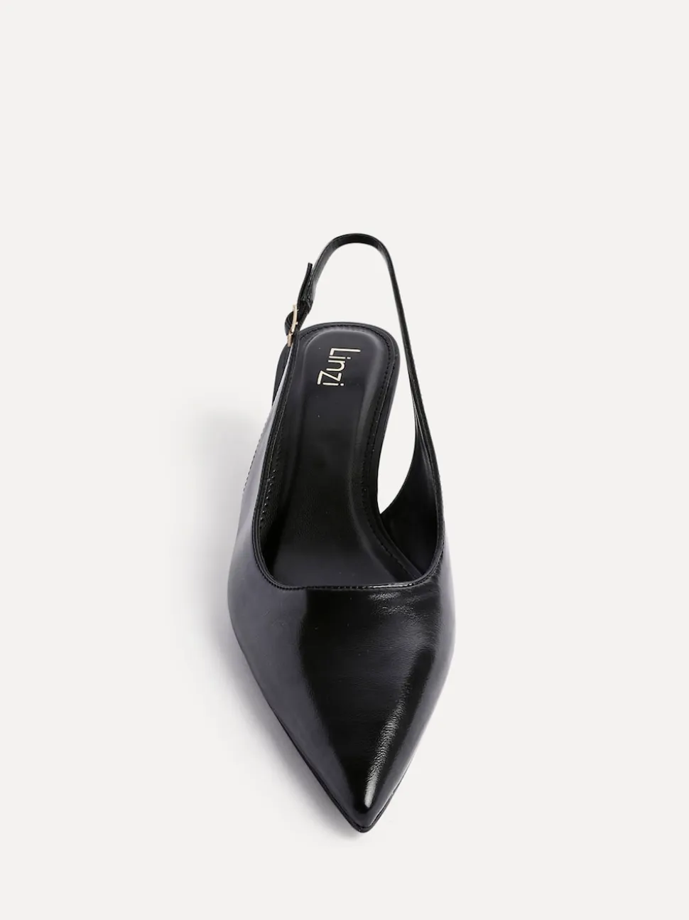 Linzi Black Elvira Kitten Heel Slingback Courts