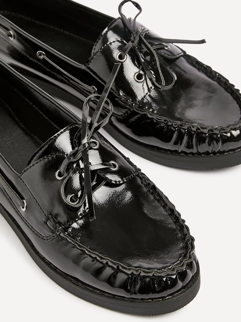 Linzi Black Frame Slip-On Loafers With Ruched Front Detailing