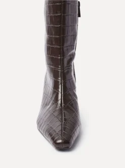 Linzi Black High Leg Uptown Slim Block Heel High Leg Boots