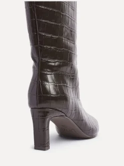 Linzi Black High Leg Uptown Slim Block Heel High Leg Boots