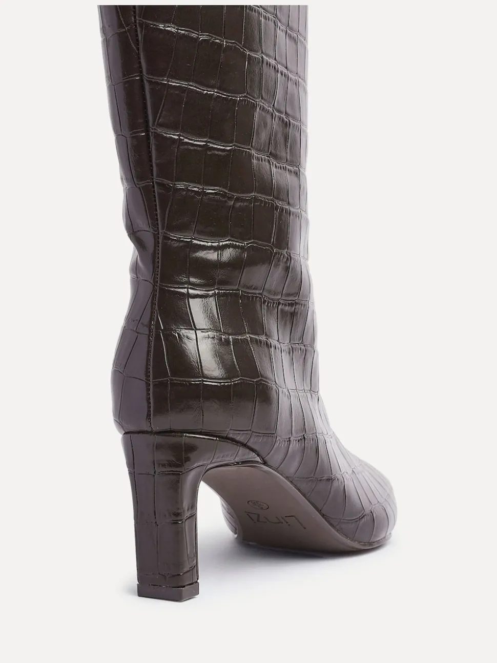 Linzi Black High Leg Uptown Slim Block Heel High Leg Boots