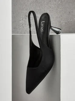 Linzi Black Izzie Wide Fit Slingback Court Heels