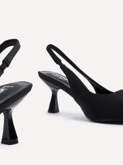 Linzi Black Izzie Wide Fit Slingback Court Heels