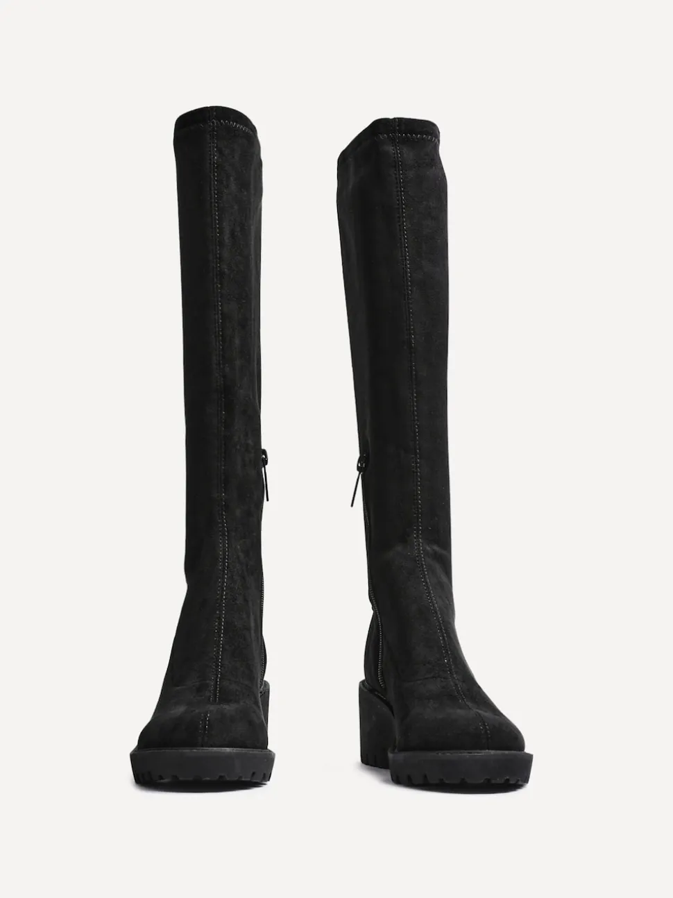 Linzi Black Kortina Brown Suede High Leg Boots With Wedged Heel