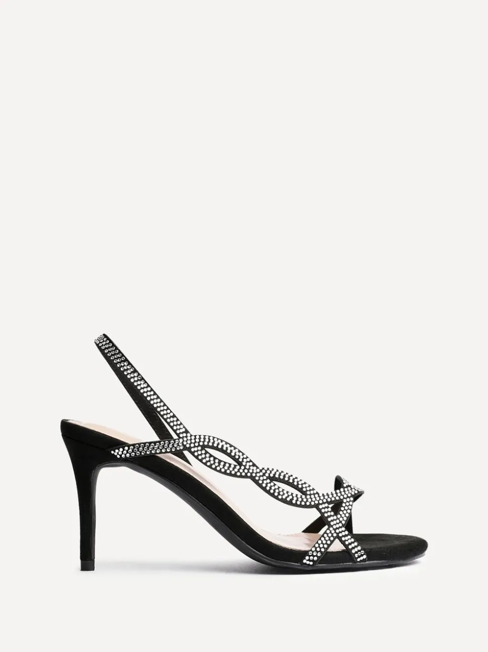 Linzi Black Kristina Diamante Slingback Stiletto Heels