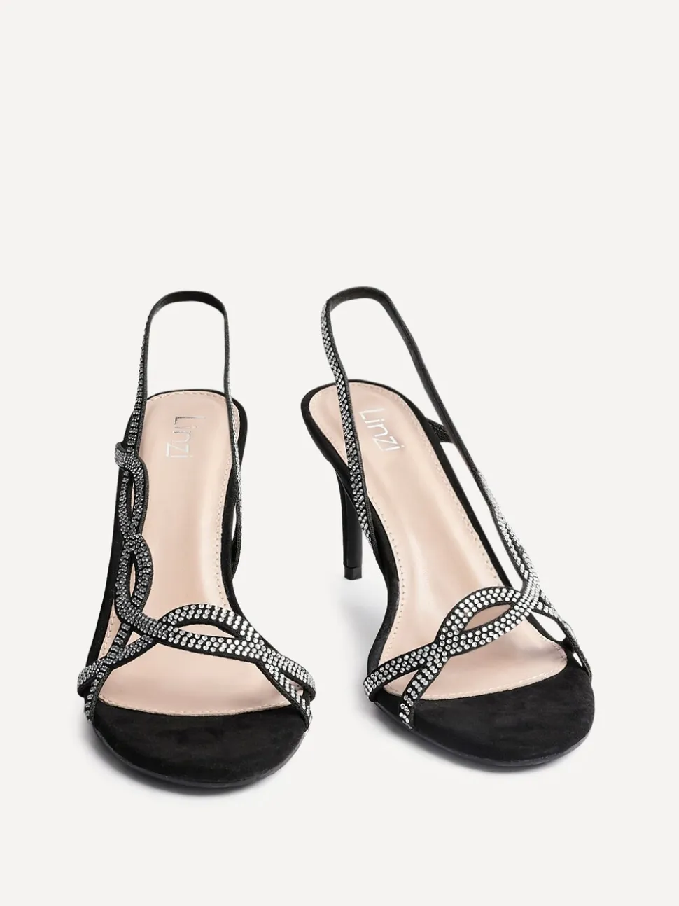Linzi Black Kristina Diamante Slingback Stiletto Heels