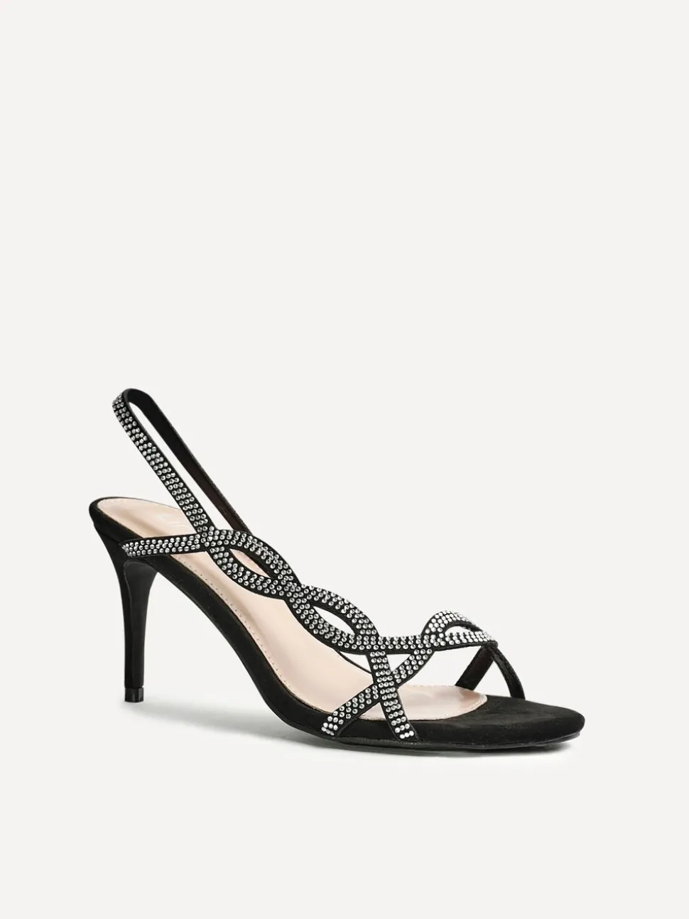 Linzi Black Kristina Diamante Slingback Stiletto Heels
