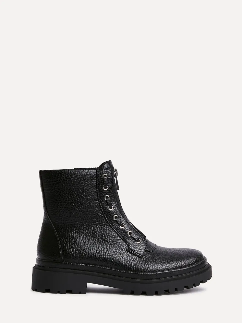 Linzi Black Launch Military Boots With Front Zip Detail