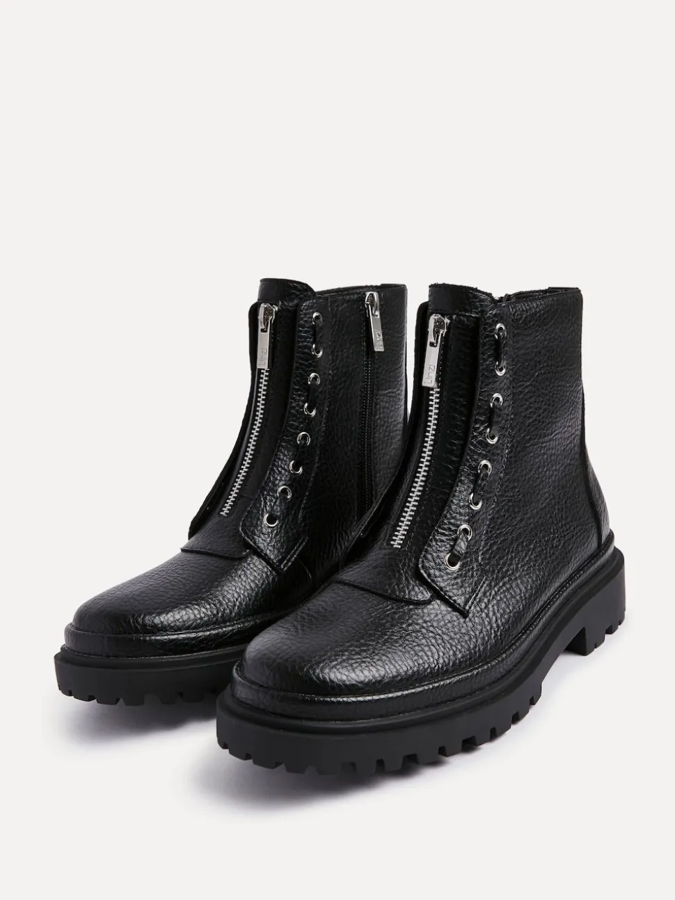 Linzi Black Launch Military Boots With Front Zip Detail