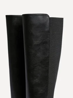 Linzi Black League High Leg Boots with Gusset Back