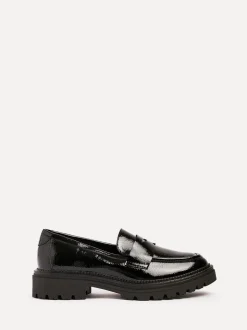 Linzi Black Lesson Chunky Loafers With Classic Front Tab
