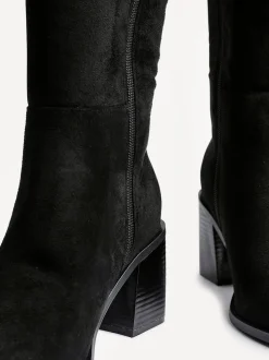 Linzi Black Levine Block Heeled High Leg Boots