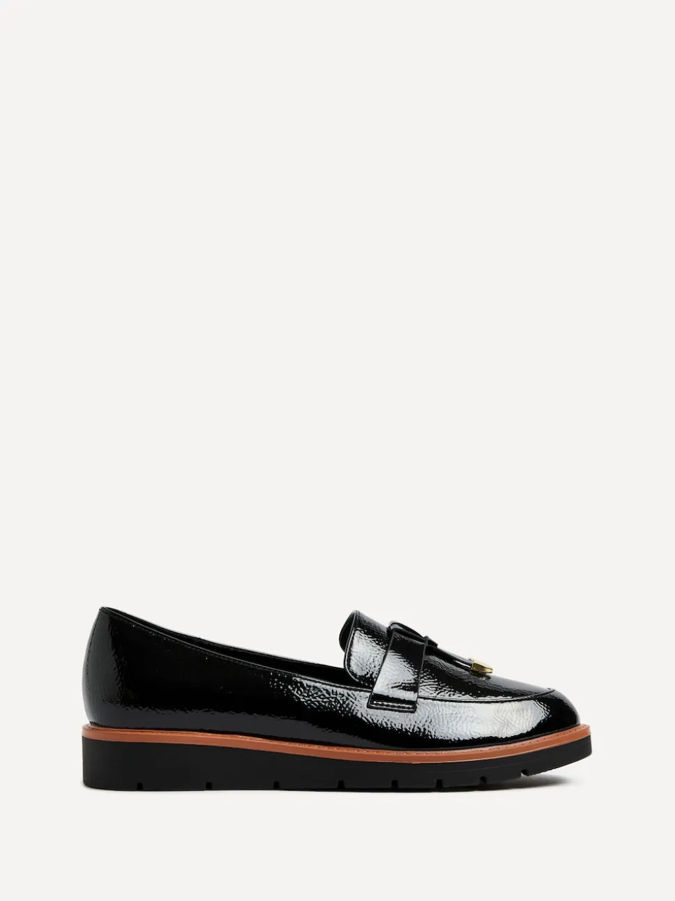 Linzi Black Nancy Patent Loafers With Tassel Detail