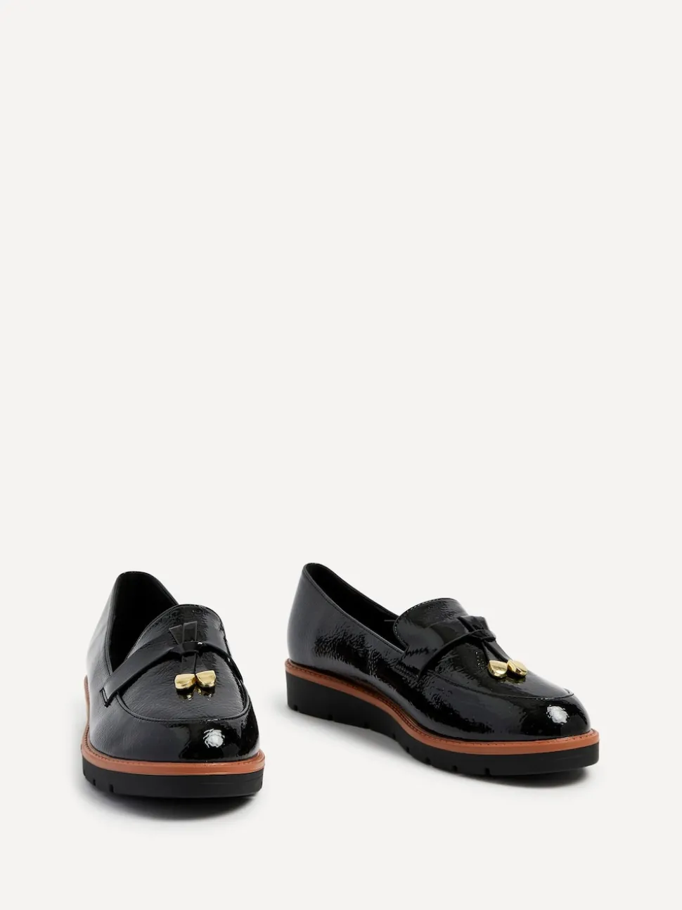 Linzi Black Nancy Patent Loafers With Tassel Detail
