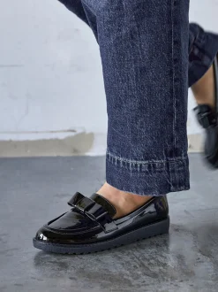 Linzi Black Noble Classic Slip-On Loafers With Bow Detail