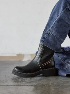 Linzi Black Optic Diamante Embellished Chelsea Boots