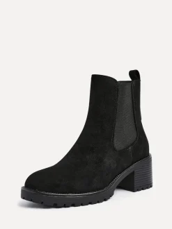 Linzi Black Path Block Heel Chelsea Boots