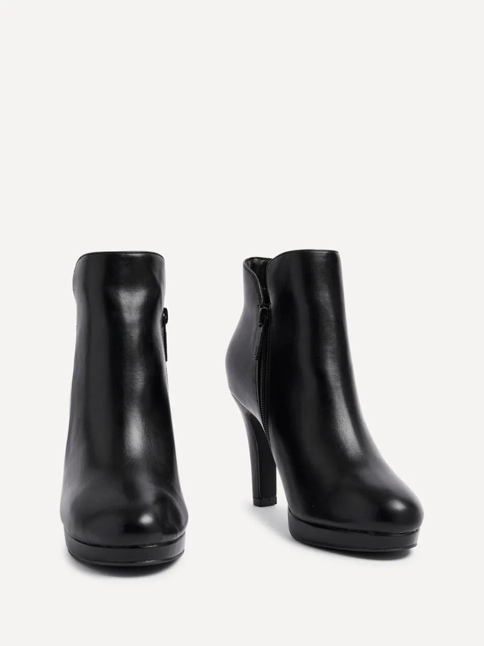 Linzi Black PU Layara Platform Ankle Boots With Stiletto Heels