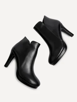 Linzi Black PU Layara Platform Ankle Boots With Stiletto Heels