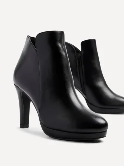 Linzi Black PU Layara Platform Ankle Boots With Stiletto Heels