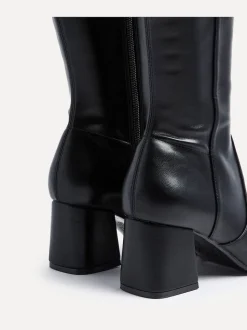 Linzi Black PU Slate Stretch Knee High Block Heel Boots