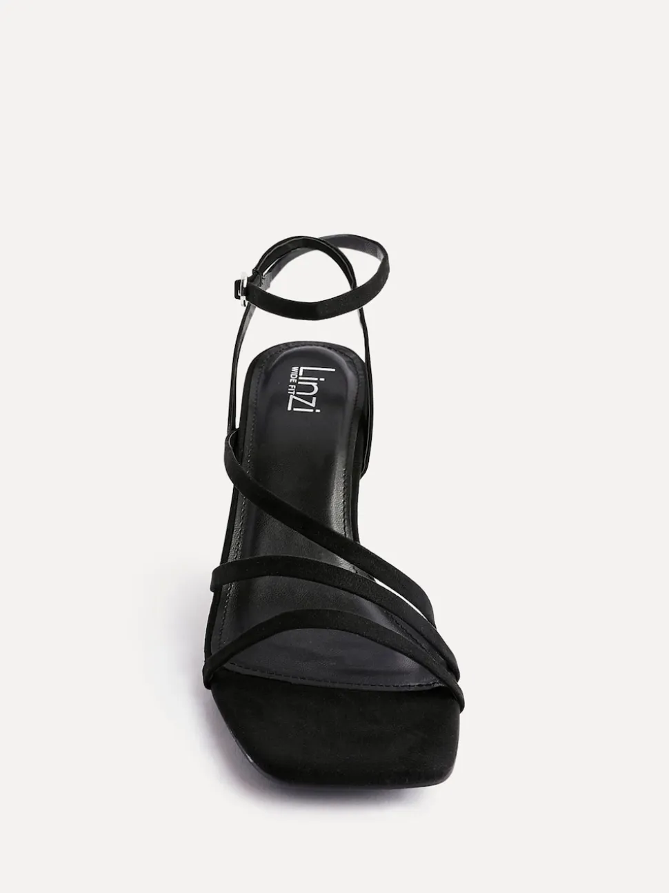 Linzi Black Reflect Wide Fit Strappy Heeled Sandals