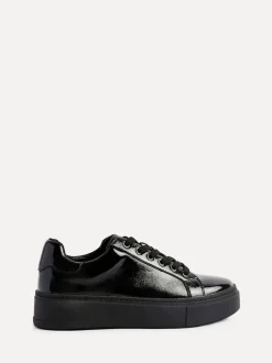 Linzi Black Reset Lace-Up Flatform Trainers