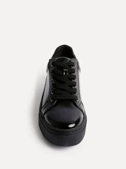 Linzi Black Reset Lace-Up Flatform Trainers