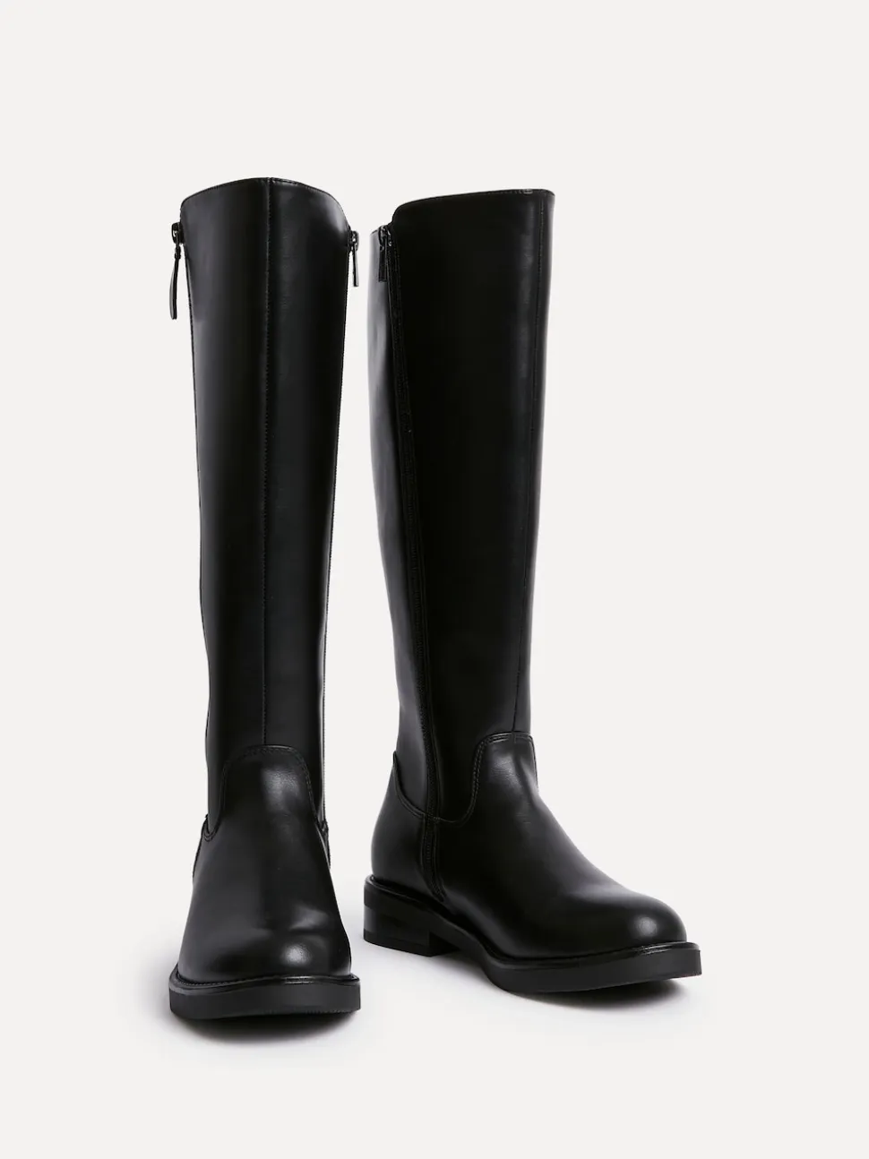 Linzi Black Roam High Leg Boots With Double Zip Detail