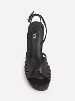 Linzi Black Satin Socialite Strappy Platform Heeled Sandals