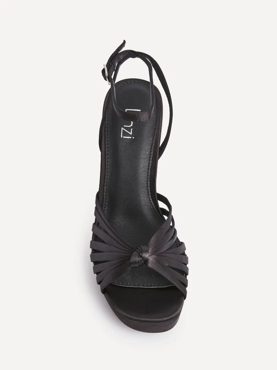 Linzi Black Satin Socialite Strappy Platform Heeled Sandals