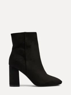 Linzi Black Scout Square Toe Heeled Ankle Boots With Side Zip