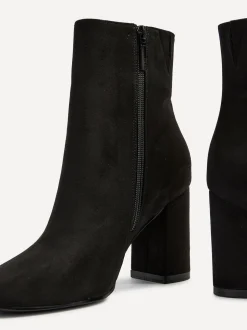 Linzi Black Scout Square Toe Heeled Ankle Boots With Side Zip