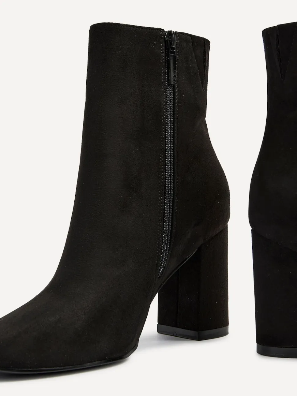 Linzi Black Scout Square Toe Heeled Ankle Boots With Side Zip