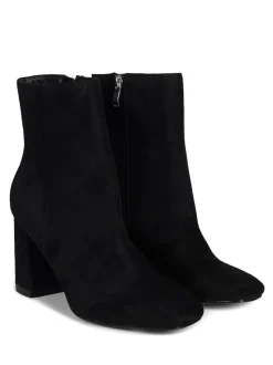 Linzi Black Scout Square Toe Heeled Ankle Boots With Side Zip