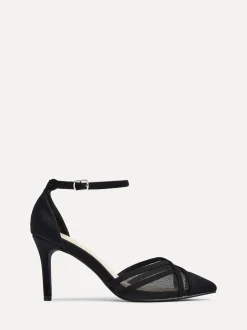 Linzi Black Siobhan Mesh Closed Back Court Heels