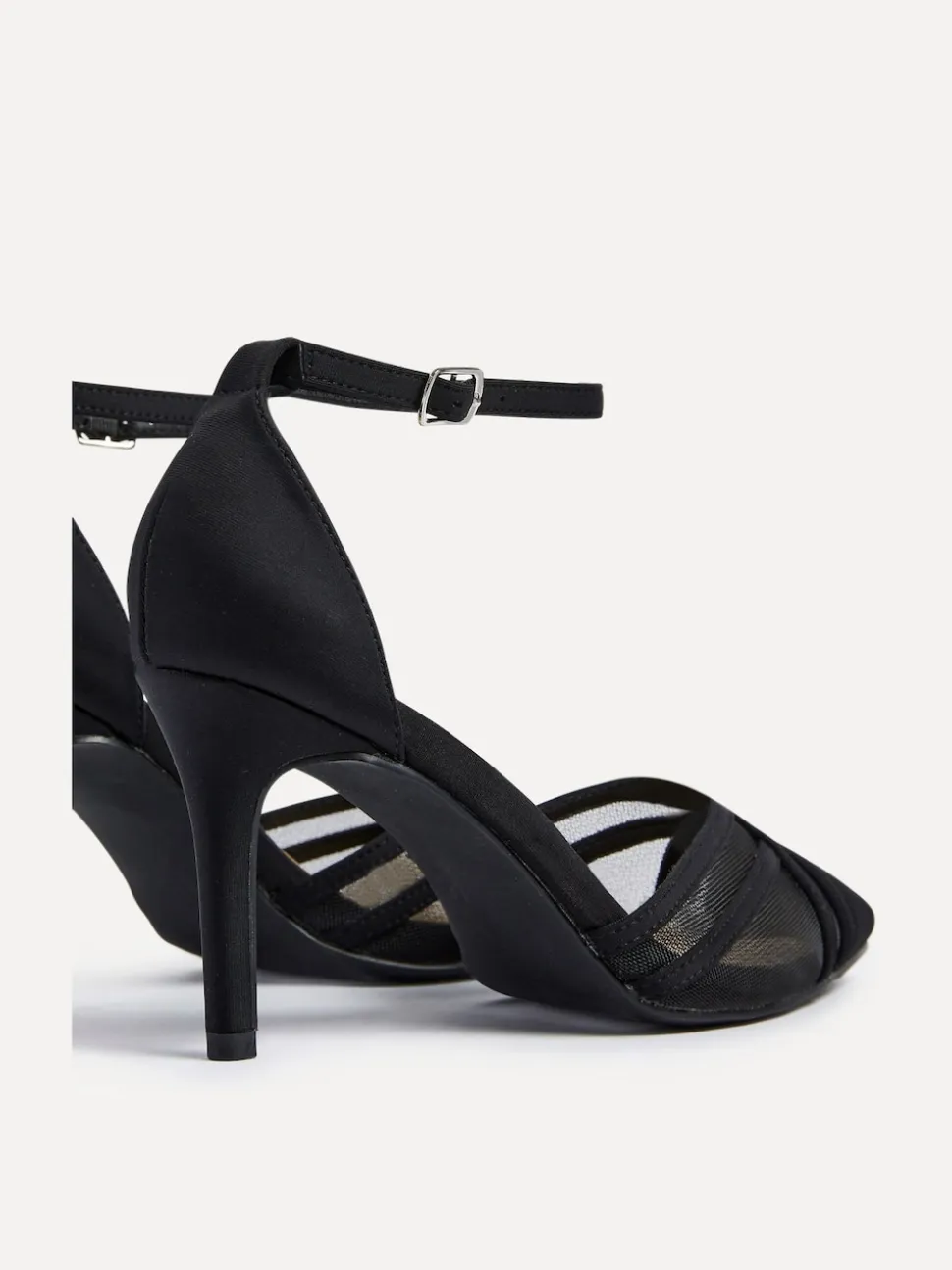 Linzi Black Siobhan Mesh Closed Back Court Heels