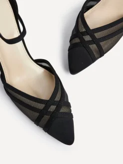 Linzi Black Siobhan Mesh Closed Back Court Heels