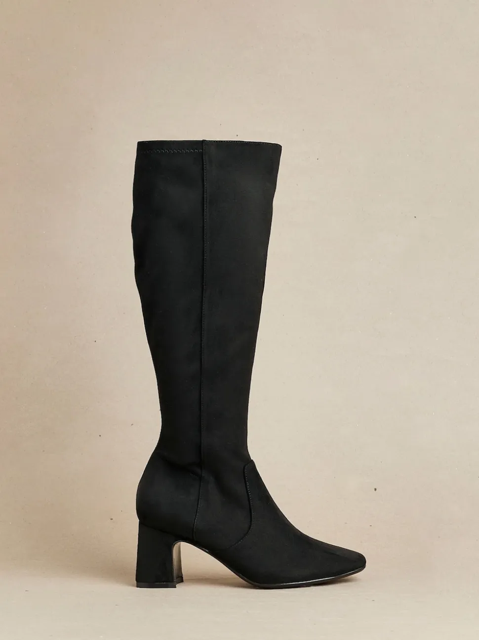Linzi Black Slate Stretch Knee High Block Heel Boots