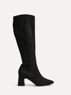 Linzi Black Slate Stretch Knee High Block Heel Boots